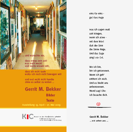 Plakat zur Ausstellung von Gerrit Bekker in der ACO Wagenremise in Büdelsdorf, 2009