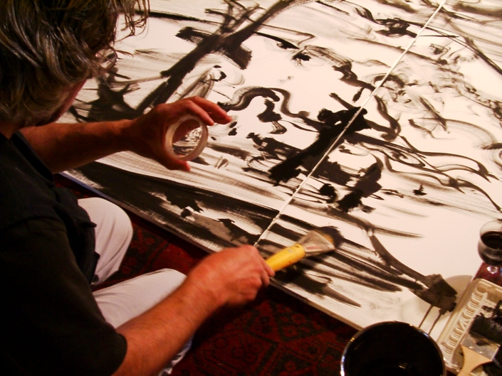 Gerrit Bekker in seinem Atelier in Lindewitt, 2002/2003