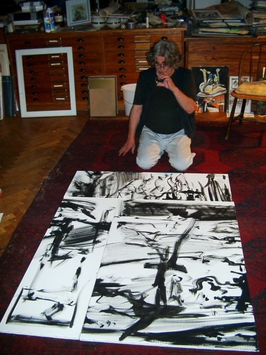 Gerrit Bekker in seinem Atelier in Lindewitt, 2002/2003