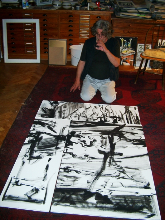 Gerrit Bekker in seinem Atelier in Lindewitt, 2002/2003