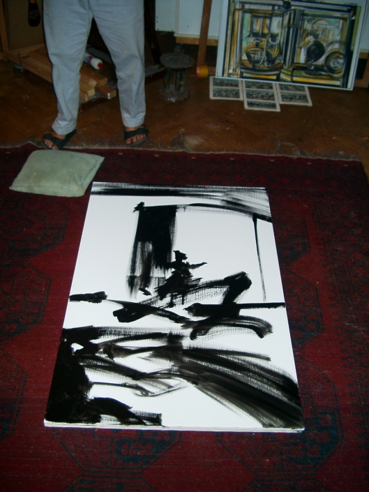 Gerrit Bekker in seinem Atelier in Lindewitt, 2002/2003