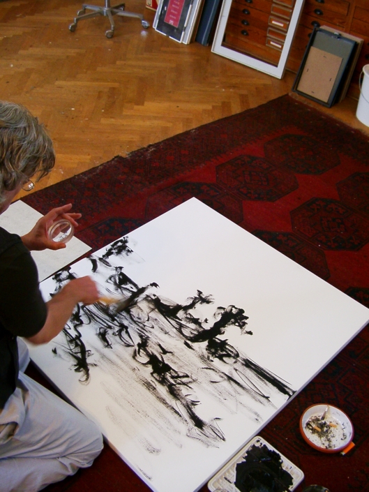 Gerrit Bekker in seinem Atelier in Lindewitt, 2002/2003