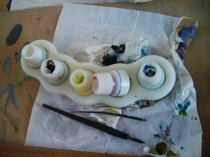 Gerrit Bekker in seinem Atelier in Lindewitt, 2002/2003