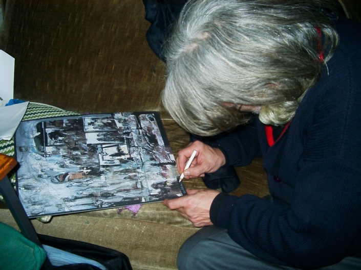 Gerrit Bekker in seinem Atelier in Lindewitt, 2002/2003