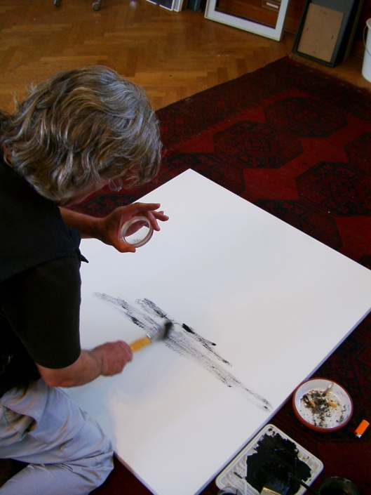 Gerrit Bekker in seinem Atelier in Lindewitt, 2002/2003