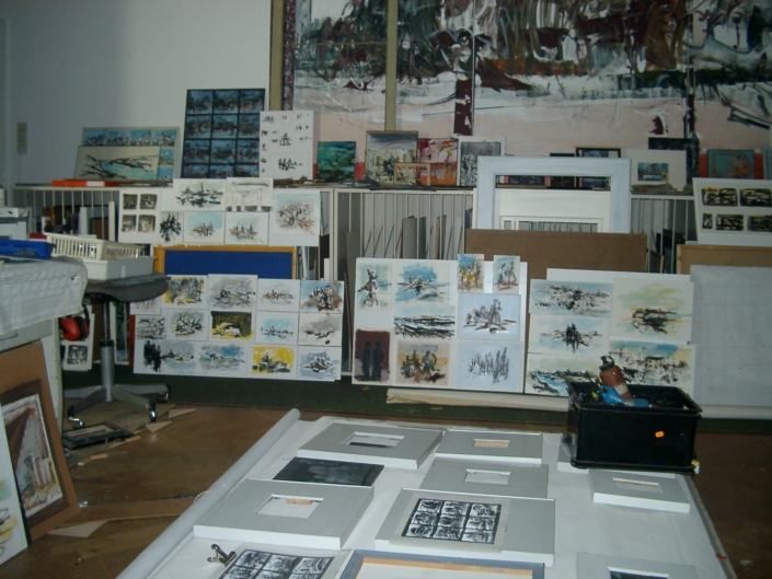 Gerrit Bekker in seinem Atelier in Lindewitt, 2002/2003