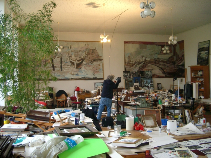 Gerrit Bekker in seinem Atelier in Lindewitt, 2002/2003