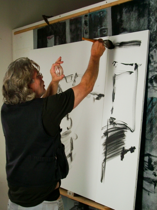 Gerrit Bekker in seinem Atelier in Lindewitt, 2002/2003